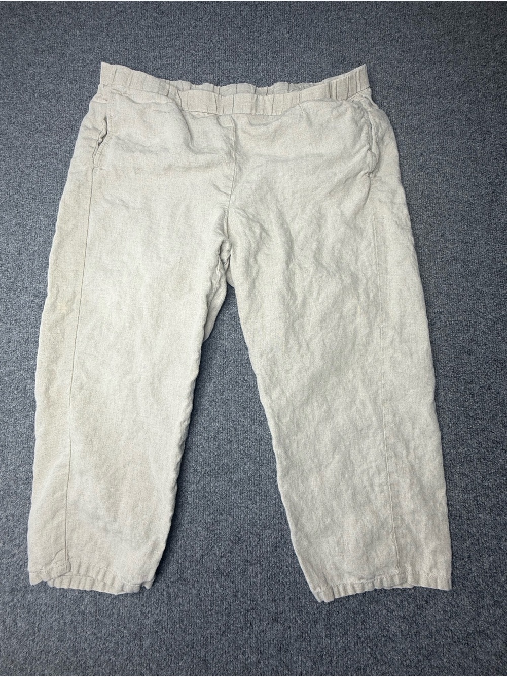 J.Jill women’s Casual 100% Linen elastic waist cropped Pants coastal large
